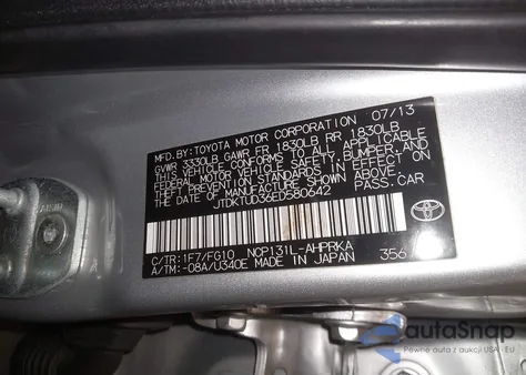 2014 Toyota Yaris Le (Tmc/Cbu Plant) from USA, damaged, VIN JTDKTUD36ED580642